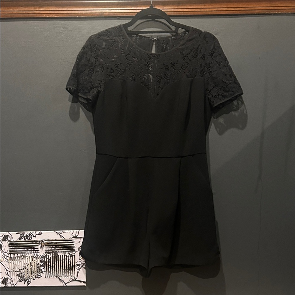 BCBGeneration Elegant Black Lace Romper